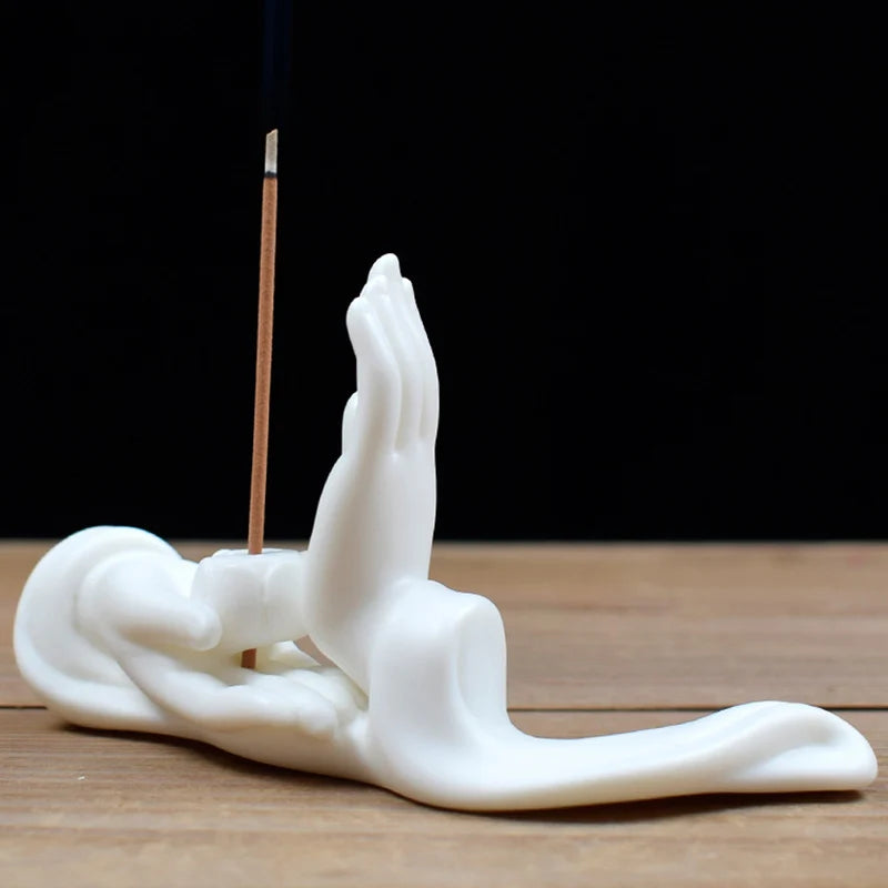 White Porcelain Buddha Incense Burner Ceramic New Chinese Style Bergamot Incense Holder 12.5cm Home Decor Ornaments